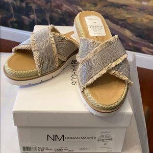 BNWT Neiman Marcus Click Beaded Slide Sandals